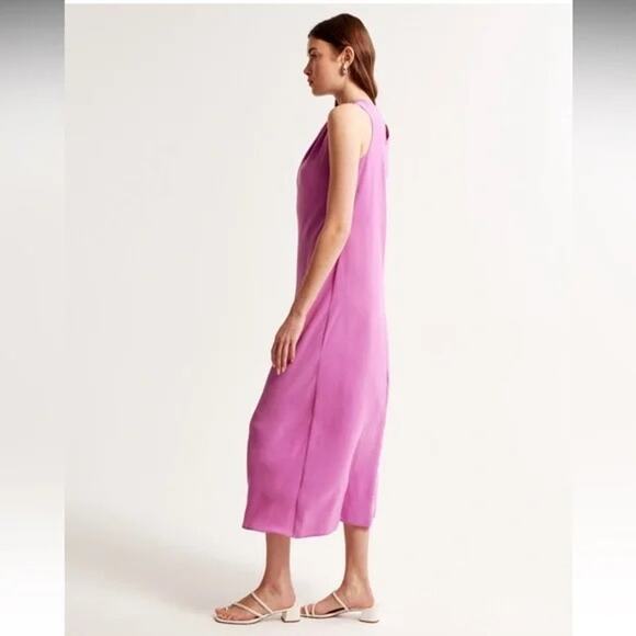 Abercrombie & Fitch High-Neck Column Midi Dress in Orchid Size Large - Picture 5 of 16